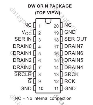 Чипы сдвиговых регистров: TPIC6B595, DM134B, DM135B, MBI5026, MBI5027